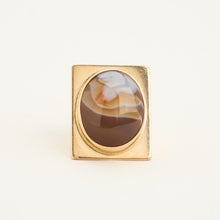 Statement ring in 14K gold with chalcedony, Size 53