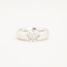 Dainty 14K White Gold Heart Cluster Diamond Ring, 0.03 CTW, Size 6½, RNS 585 Hallmarked, Romantic Minimalist Jewelry