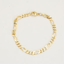 Figaro Bracelet in 14K Gold, 7.4 inches | Vintage Solid Gold | Fine