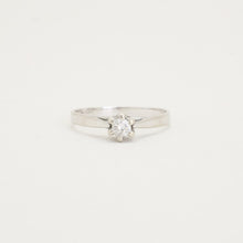 Ring with diamond (0.19 ct) in 14K White gold size 7¾ | Solid Gold