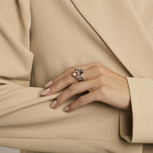 Ole Lynggaard sculptural cluster ring in 14K white gold, with pearls and diamonds (0.17 ct), Size 5¾
