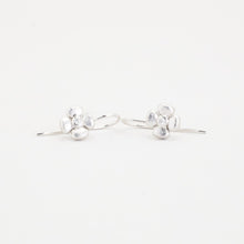 Flower Earrings with diamond (0.06 ct) in 18K White gold, 0.98 inches