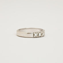Modern Minimalist Three-Stone Diamond Ring, 0.15 CTW, 14K White Gold, Size 6½, Prong Set Engagement Band