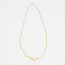 Curb Necklace with Zirconia and pearl in 8K Gold, 16.34 inches