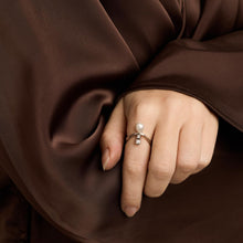 Ring with and pearlwith diamond (0.21 ct) in 14K White gold size 6