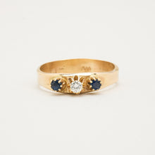 Ring with and sapphirewith diamond (0.16 ct) in 14K Gold size 10