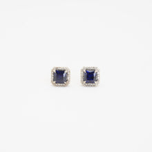 Elegant 14K White Gold Ear Studs, Vintage Inspired Diamond and Sapphire Earrings, 7.03 cm Length, Luxurious Bridal Jewelry