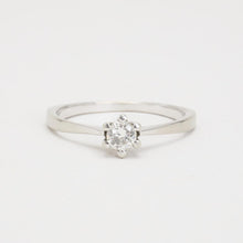 Ring with diamond (0.27 ct) in 14K White gold size 8¾ | Solid Gold