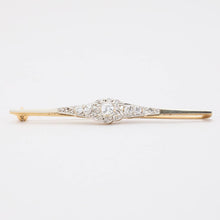 Brooch with diamond (0.66 ct) in 14K Gold and white gold, 2.87 inches