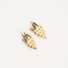 Vintage Inspired Solid 14K Gold Brick Earrings, 0.91 Inches, Classic Geometric Design, 14 Karat Yellow Gold