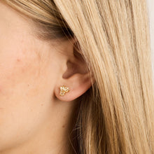 Boucles d'oreilles en or 14 carats avec diamants bruts, 0,7 cm | Or véritable