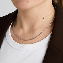 Byzantine chain Necklace in 14K White gold, 16.73 inches | Solid Gold