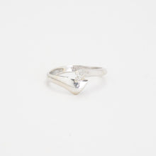 Ring with diamond (0.02 ct) in 14K White gold size 6¾ | Real Genuine