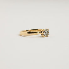 Vintage Inspired 14K Yellow Gold Halo Diamond Ring, Solitaire Style, 0.38 CTW, Size 6, Hallmarked 585, Classic Bridal Jewelry