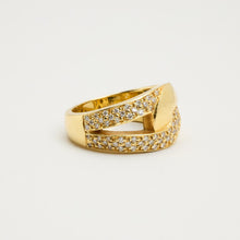 Art Deco Inspired 18K Solid Gold Diamond Engagement Ring, 0.55 CT, Geometric Lattice Cutout Band, Crossover Style, Size 6½, Bridal Jewelry