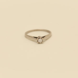 Ring med diamant (0,02 ct) i 8K hvitt gull størrelse 8 | Solid gull | Premium eiendom gull | Danske smykker