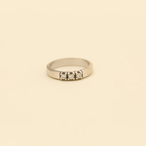 Ring med diamant (0,15 ct) i 14K hvitt gull størrelse 6½ | Solid gull | Kvalitet Fine Estate smykker | Danske smykker