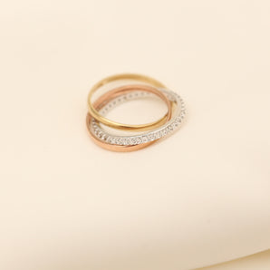 Ring in 8K Gold, white gold and rose gold size 6½ | Real Genuine Gold | Minimalistic Gold Jewelry | Scandinavian Jewelry