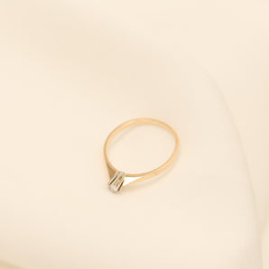 Ring med diamant (0,05 ct) i 14K gull og hvitt gull størrelse 7¼ | Vintage solid gull | Fine smykker | Skandinaviske smykker