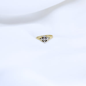 Ring med diamant (0,1 ct) i 14K gull og hvitt gull størrelse 6½ | Vintage solid gull | Minimalistiske gullsmykker | Nordiske smykker
